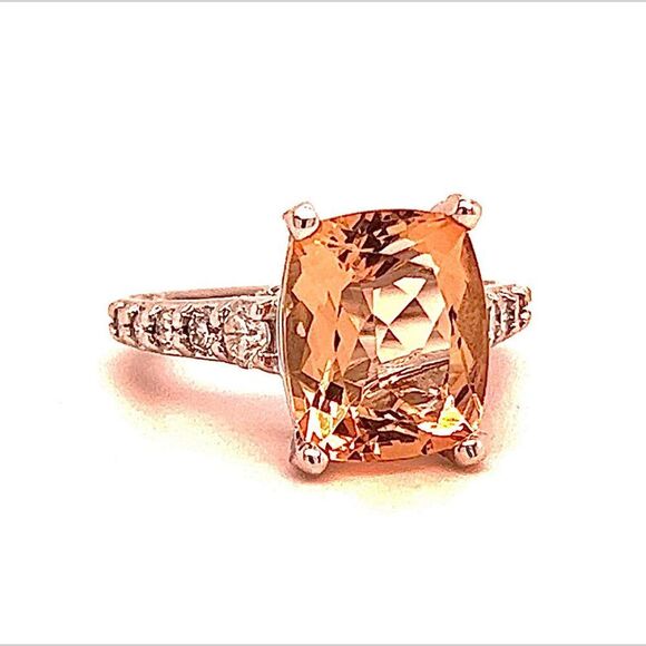 Natural Morganite Diamond Ring Size 6.25 14k Gold 5.26 TCW Certified $6,950 215 - Picture 10 of 15